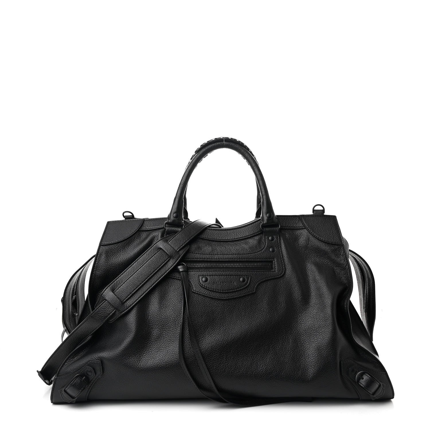 Balenciaga Grained Calfskin Neo Classic Black Hardware Large Top Handle Bag Black 1 of 14