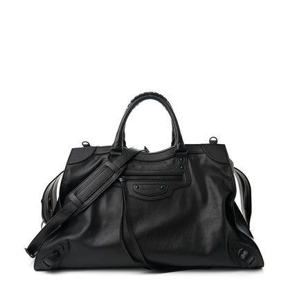 Balenciaga Grained Calfskin Neo Classic Black Hardware Large Top Handle Bag Black 1 of 14