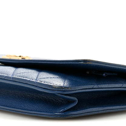 Chanel Caviar Quilted Boy Wallet On Chain WOC Dark Blue 11 of 15