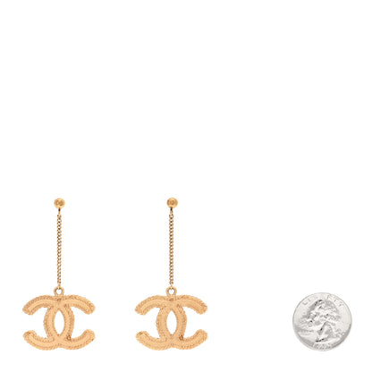 Chanel CC Drop Earrings Matte Gold 2 of 4