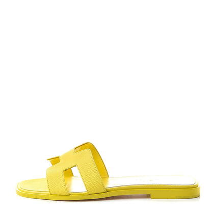 Hermes Epsom Oran Sandals 37.5 Jaune Pollen 1 of 8
