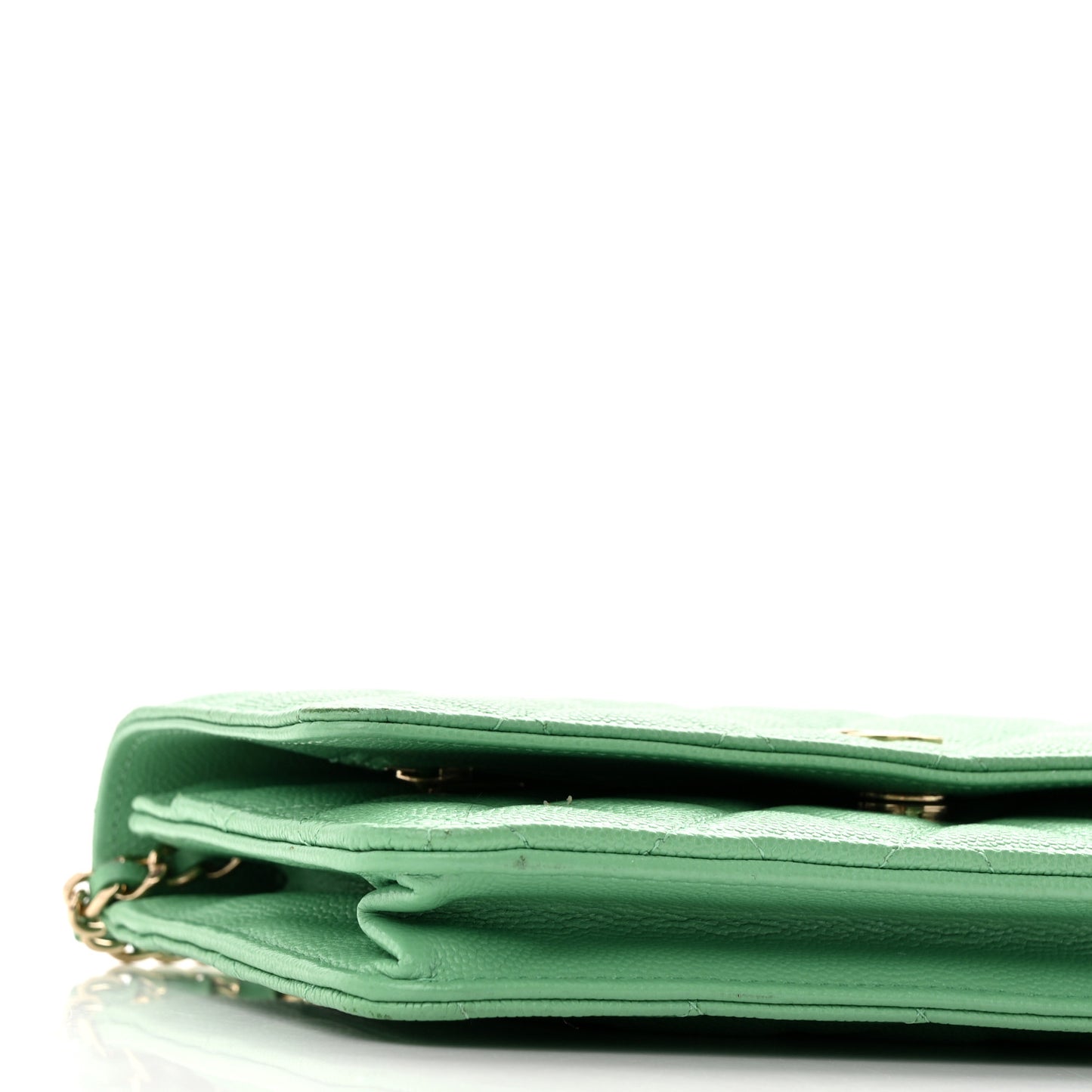 Caviar Quilted Wallet on Chain WOC Light Green