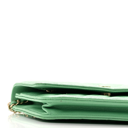 Chanel Caviar Quilted Wallet on Chain WOC Light Green 9 of 11