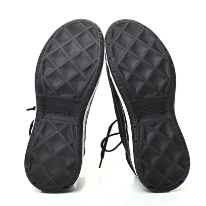 Chanel Velvet Calfskin Mixed Fibers CC Sneakers 36.5 Black 5 of 9