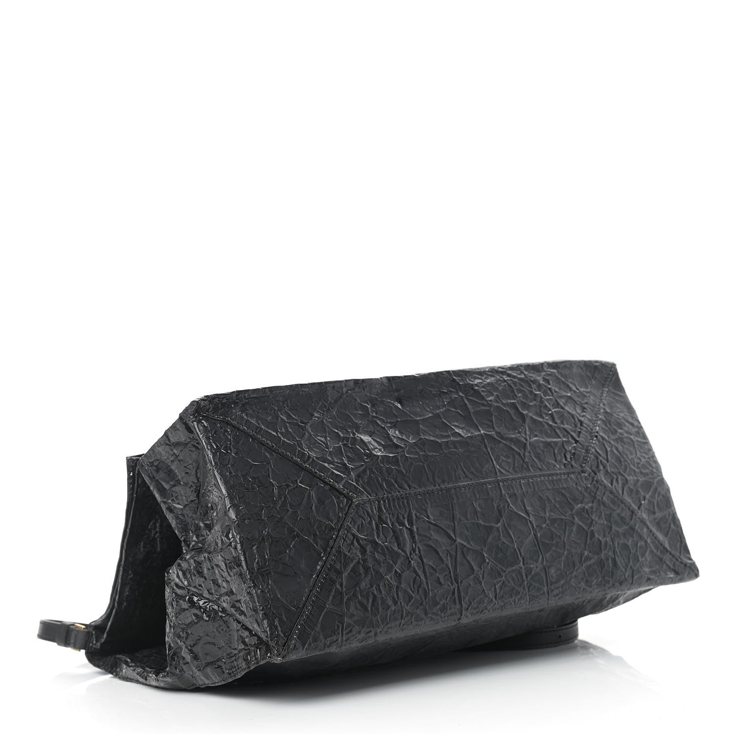 Stella McCartney Crinkled Faux Patent Beckett Shoulder Bag Black 5 of 13