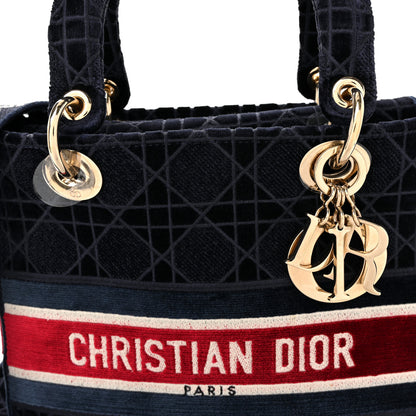Christian Dior Velvet Cannage Medium Lady D-Lite Blue Red White 7 of 10