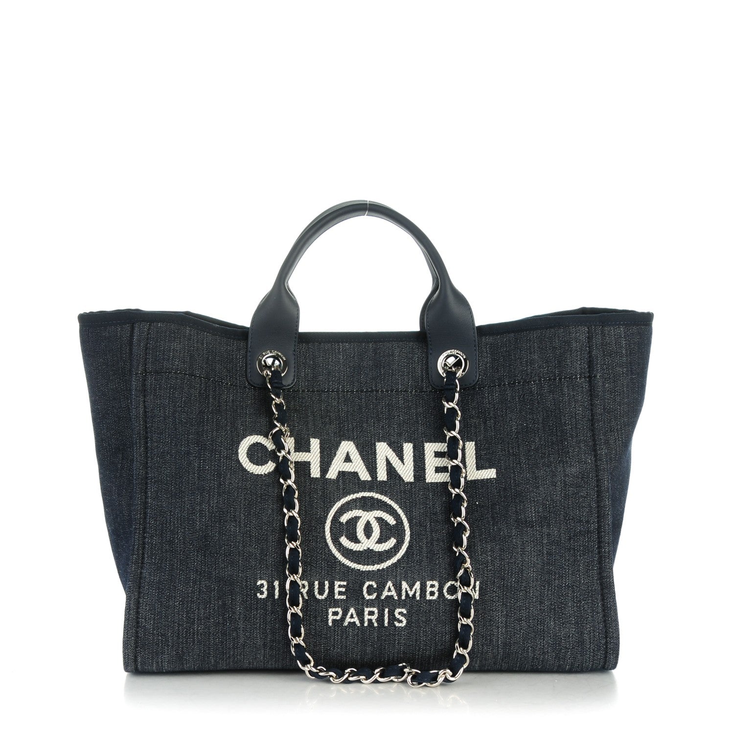 Chanel Canvas Large Deauville Tote Dark Blue 1 of 8