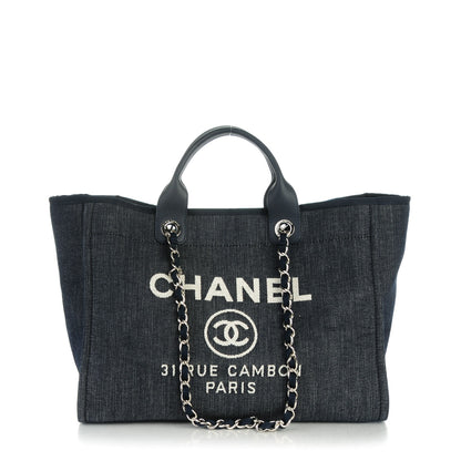 Chanel Canvas Large Deauville Tote Dark Blue 1 of 8