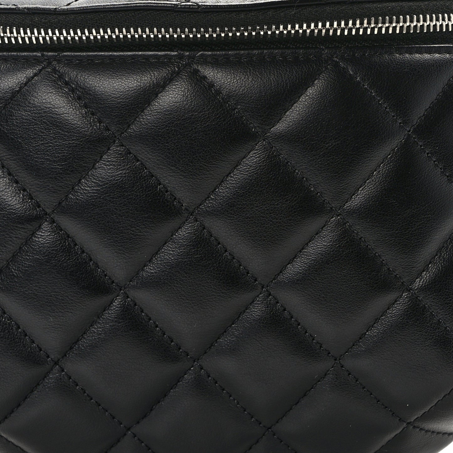 Calfskin Quilted Waist Belt Bag Black