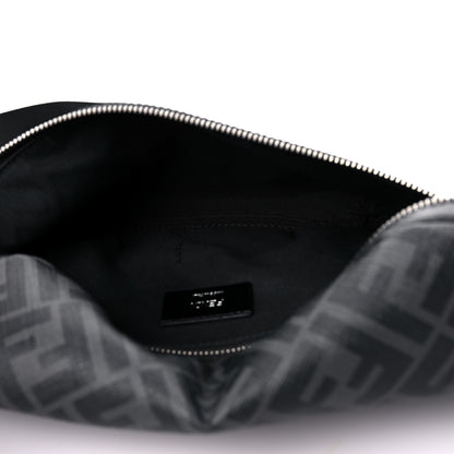 Fendi Glazed Fabric Vitello Liberty FF 1974 Diagonal Belt Bag Black Sunflower 5 of 9