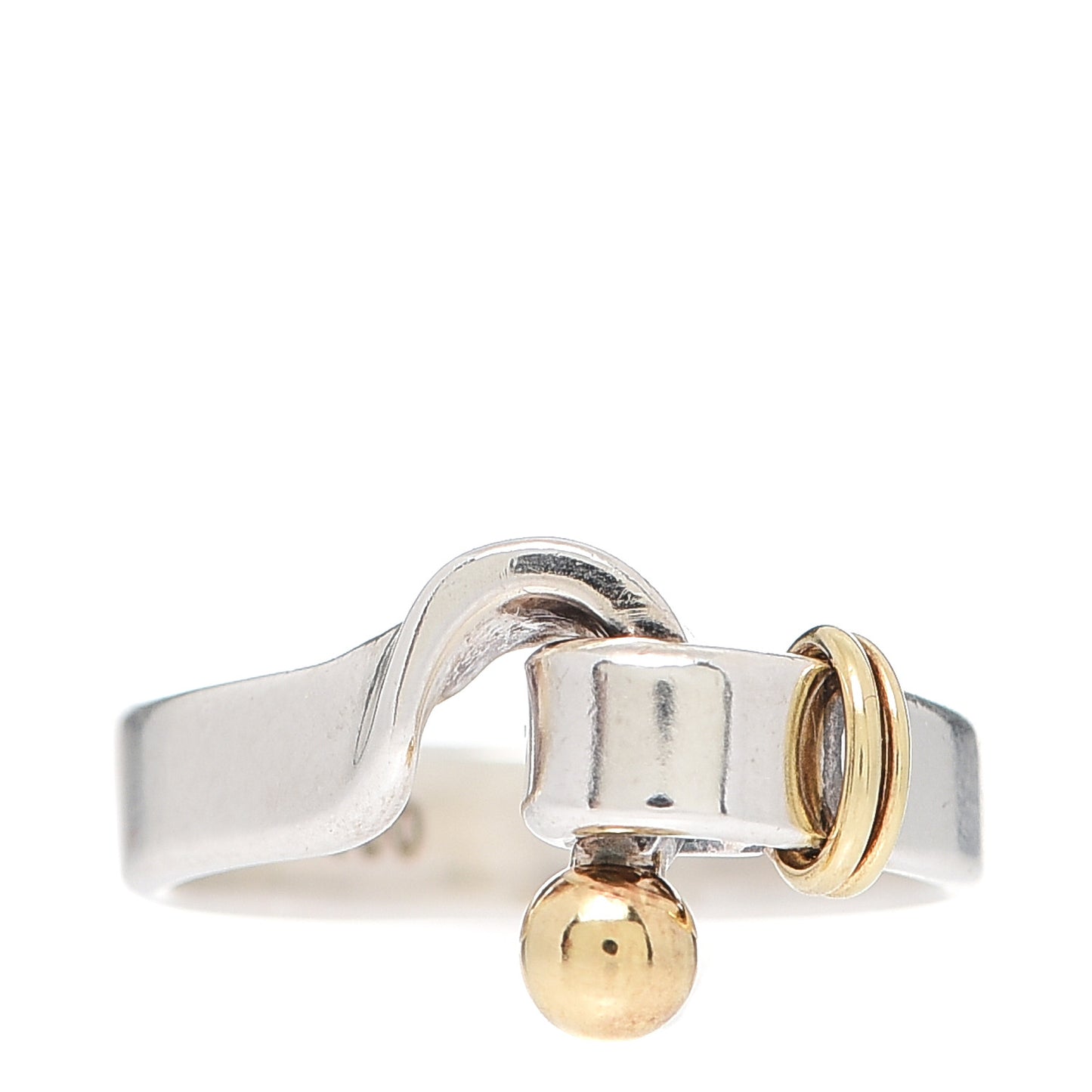 Sterling Silver 18K Yellow Gold Hook Ring 53 6.25