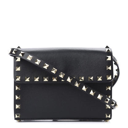Valentino Garavani Vitello Rockstud Flap Crossbody Bag Black 1 of 9