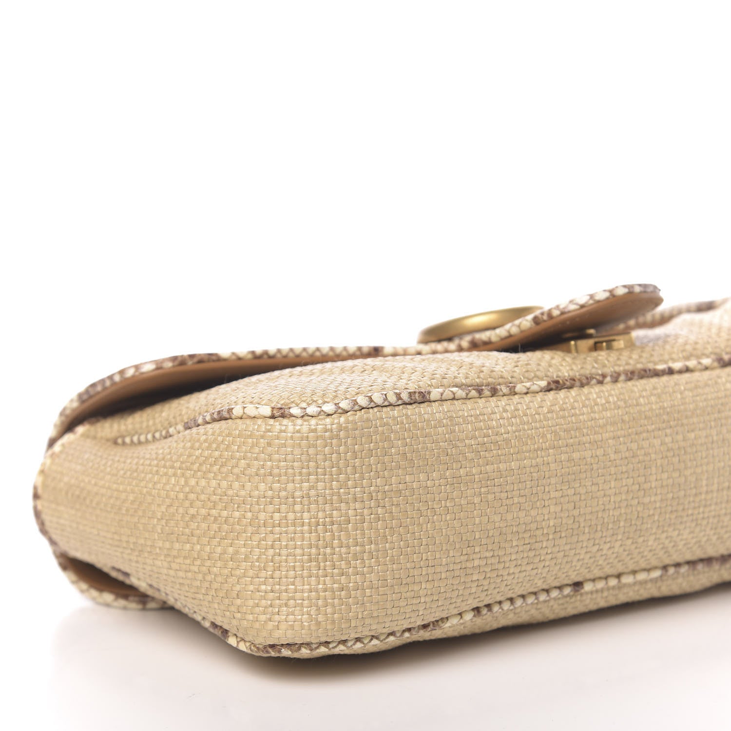 Gucci Raffia Elaphe Matelasse Small GG Marmont Shoulder Bag Natural Cream Brown 10 of 11