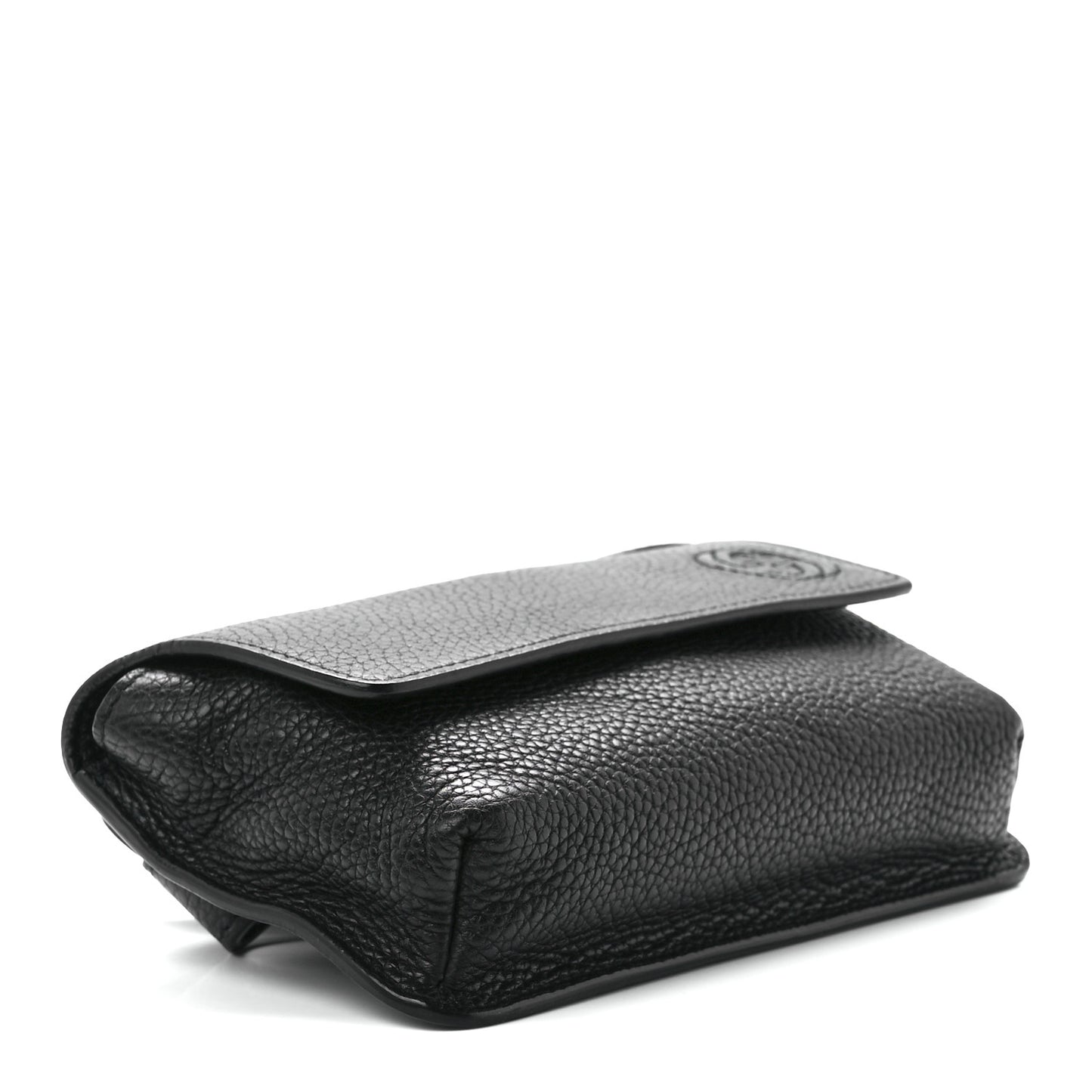 Pebbled Calfskin Soho Flap Belt Bag Black