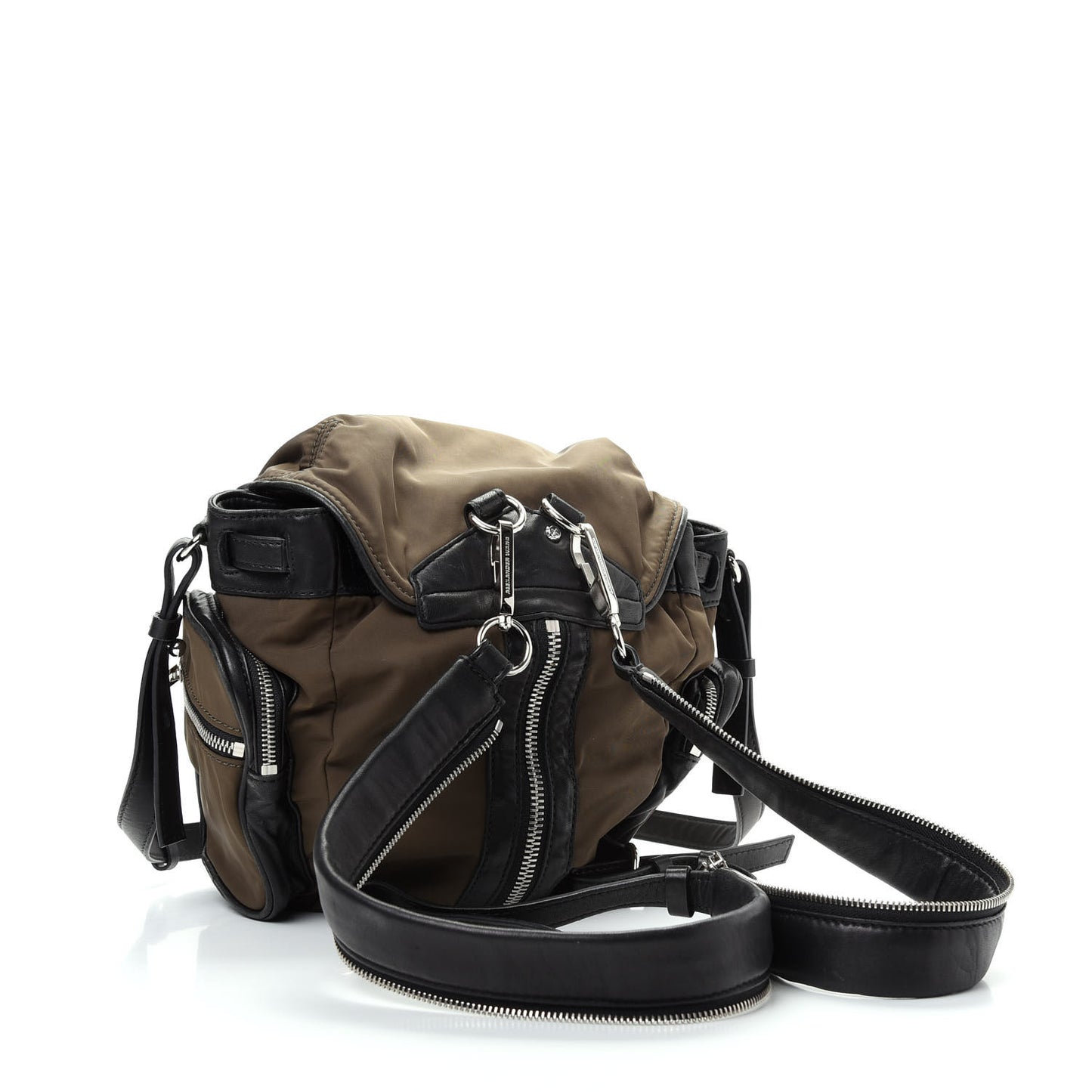 Lambskin Nylon Marti Backpack Military Green Nickel Hardware