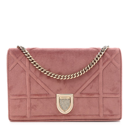 Christian Dior Velvet Diorama Wallet on Chain Pouch Pink 1 of 11