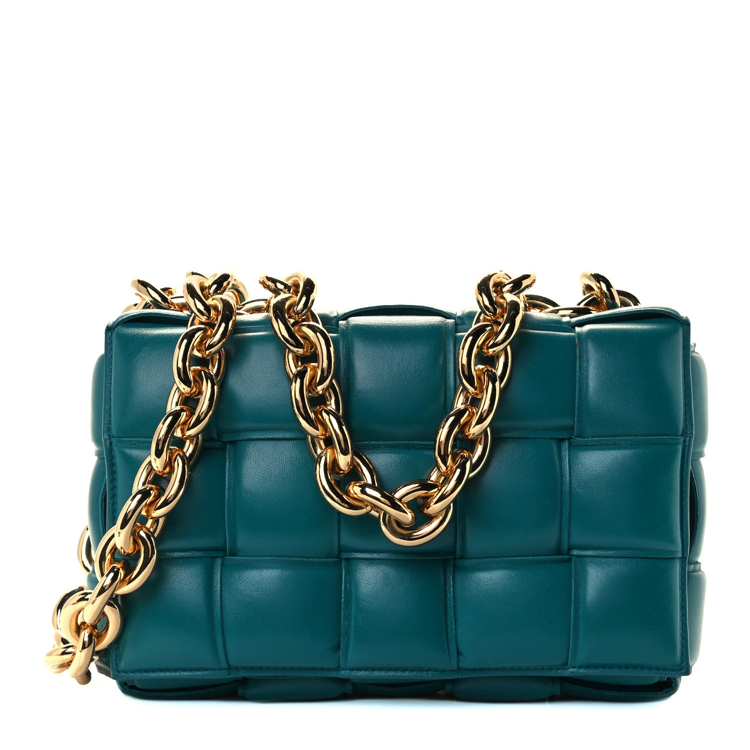 Bottega Veneta Lambskin Maxi Intreccio Padded Chain Cassette Crossbody Bag Mallard 1 of 12