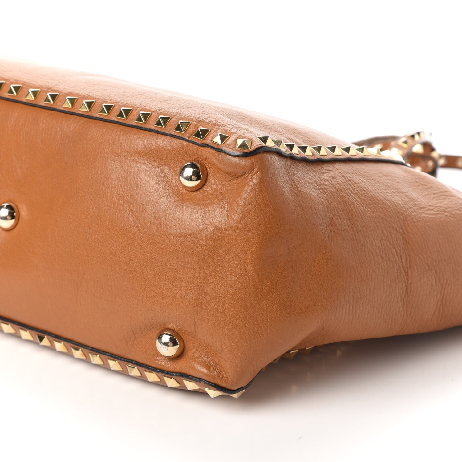 Valentino Garavani Textured Calfskin Medium Rockstud Tote Camel 8 of 11