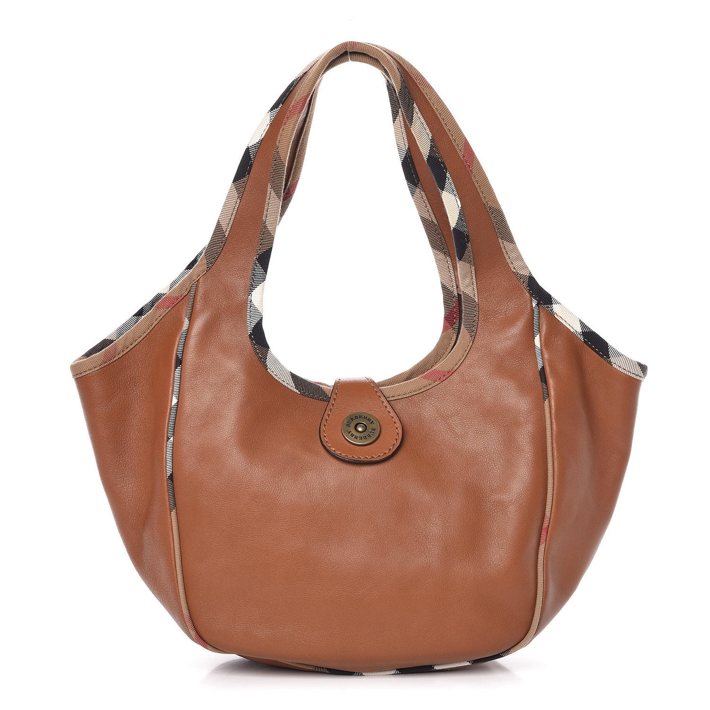 Calfskin Check Trim Hobo Brown