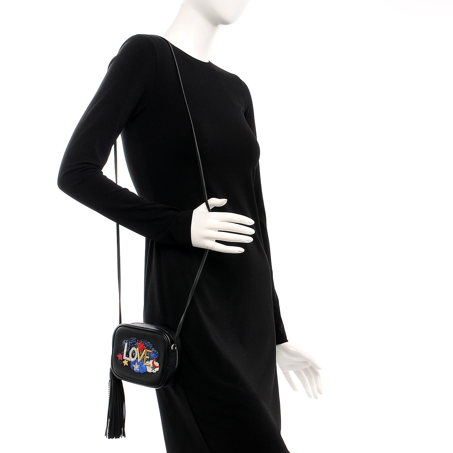 Saint Laurent Calfskin Love Patchwork Blogger Bag Black 2 of 7