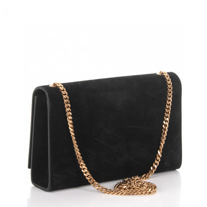 Saint Laurent Suede Medium Classic Monogram Kate Satchel Black 3 of 6