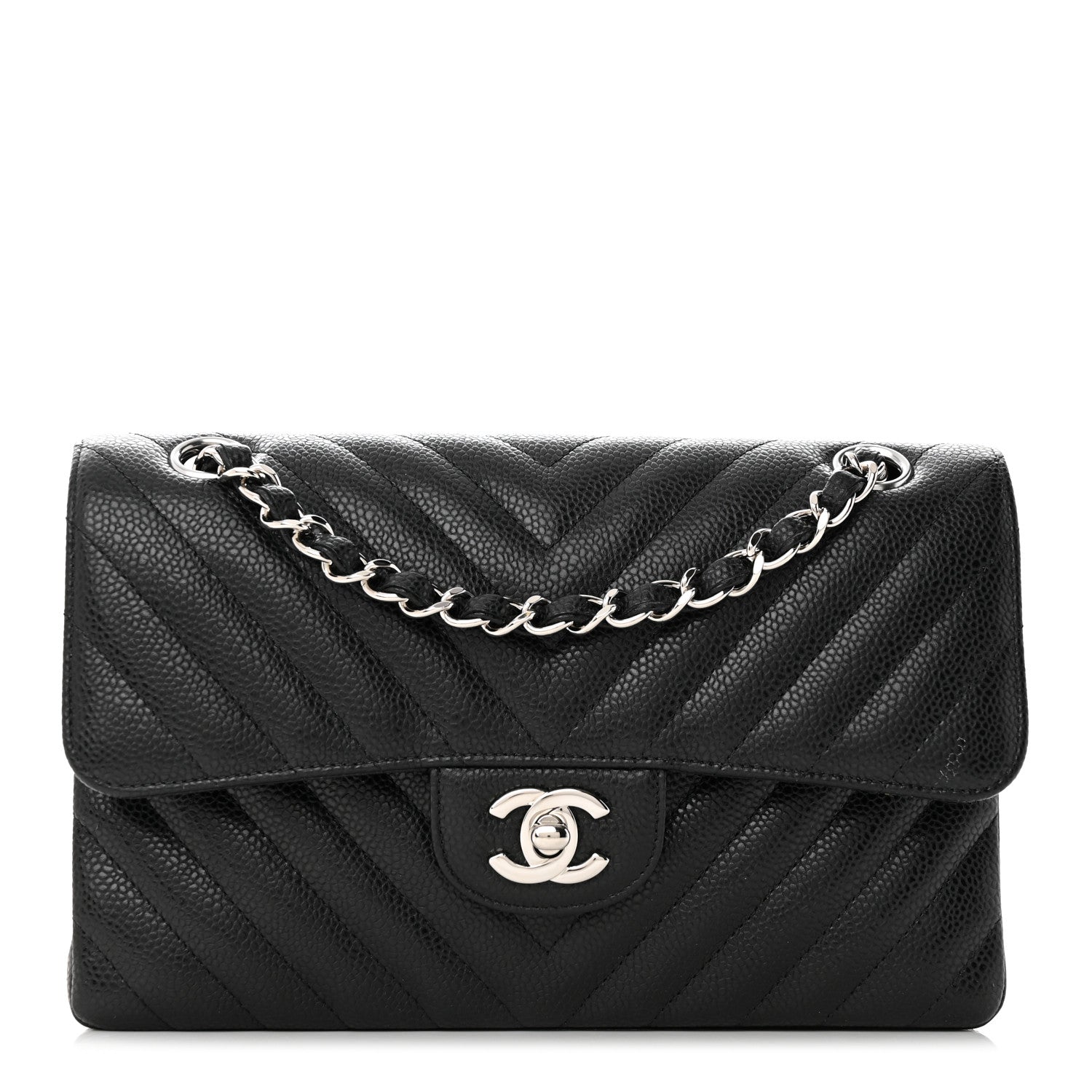 Chanel Caviar Chevron Quilted Small Double Flap Black 1 of 11