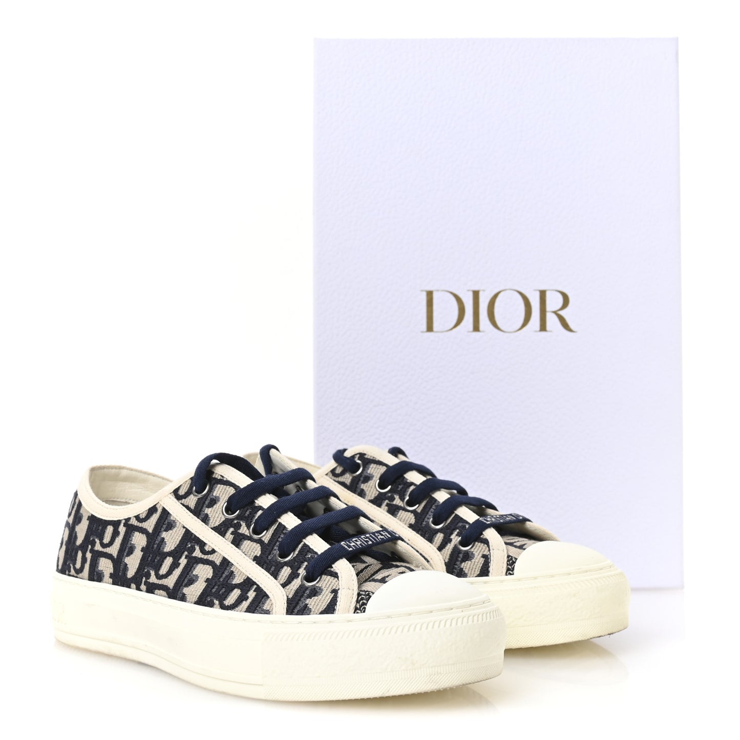 Canvas Oblique Walk'N'Dior Low Top Sneakers 37.5 Deep Blue