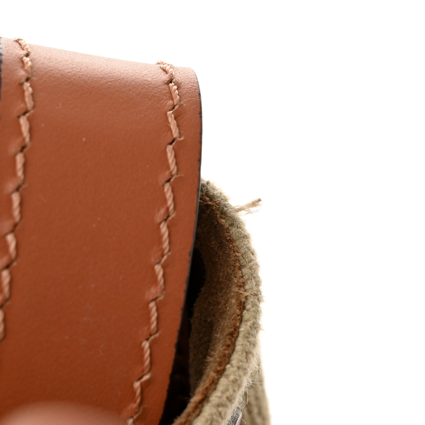 Canvas Calfskin Balloon Bucket Bag Khaki Tan