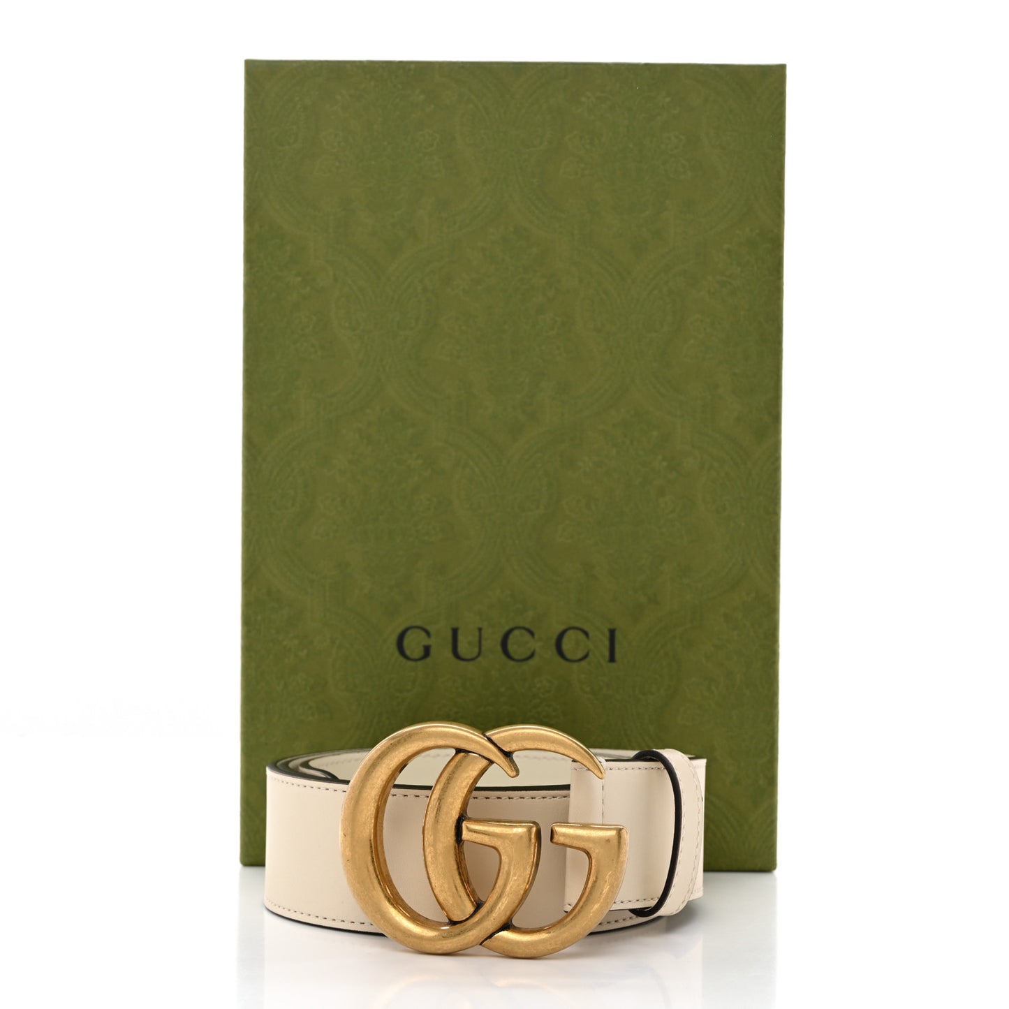 Calfskin Double G 40mm Belt 85 34 Mystic White