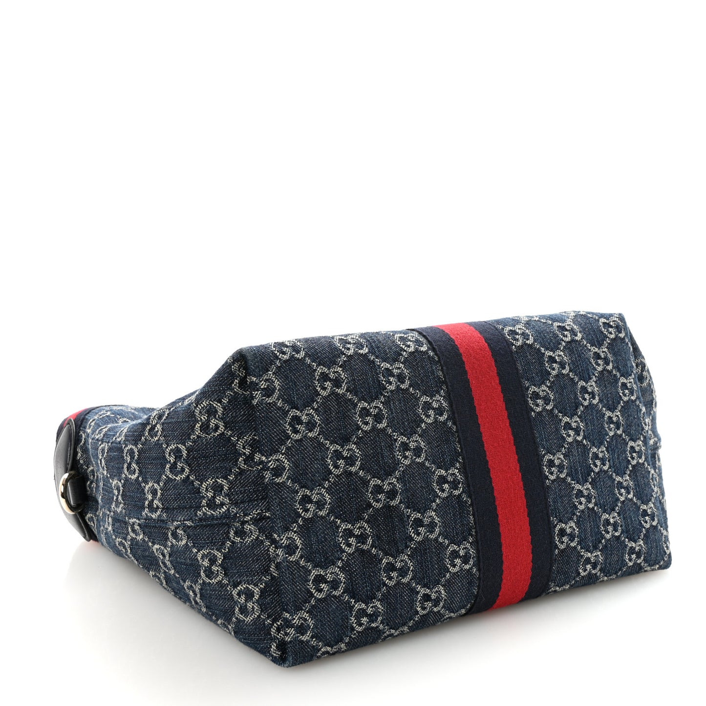 Denim GG Monogram Web Small Giglio Tote Blue White