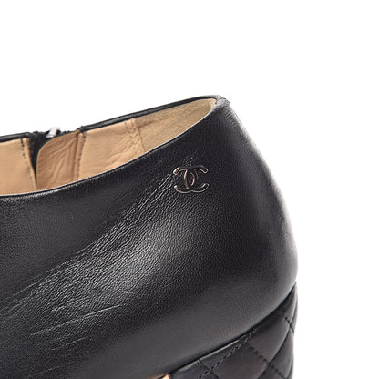 Chanel Lambskin Quilted CC Booties 38 Black 7 of 13