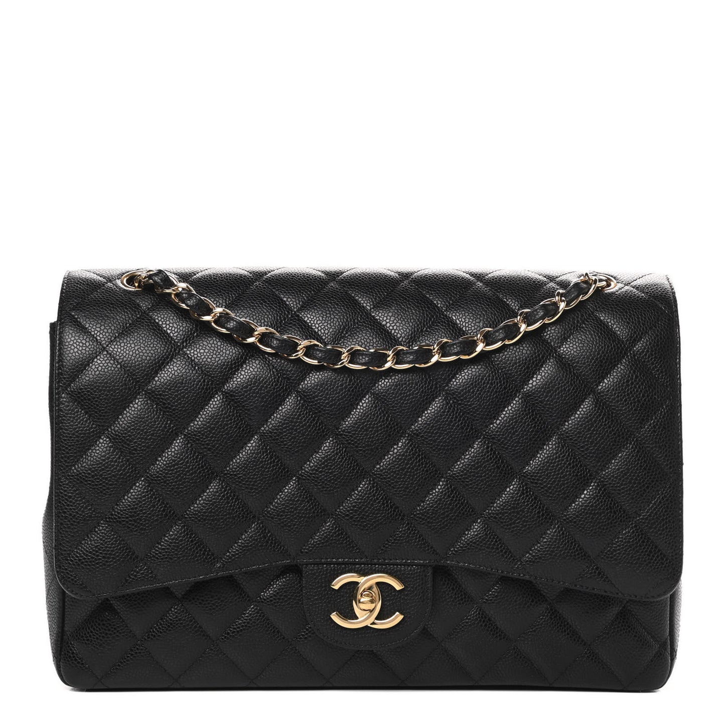 Caviar Quilted Maxi Double Flap Black