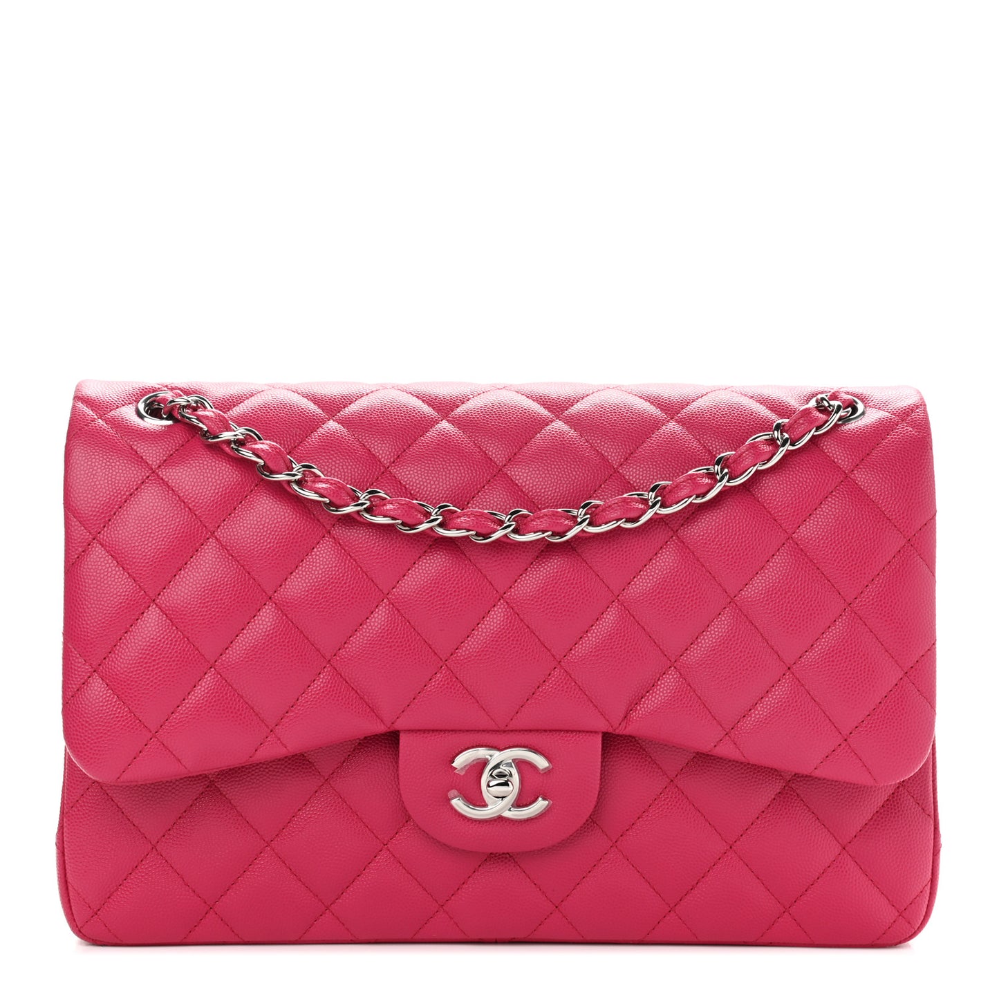 Caviar Quilted Jumbo Double Flap Dark Pink