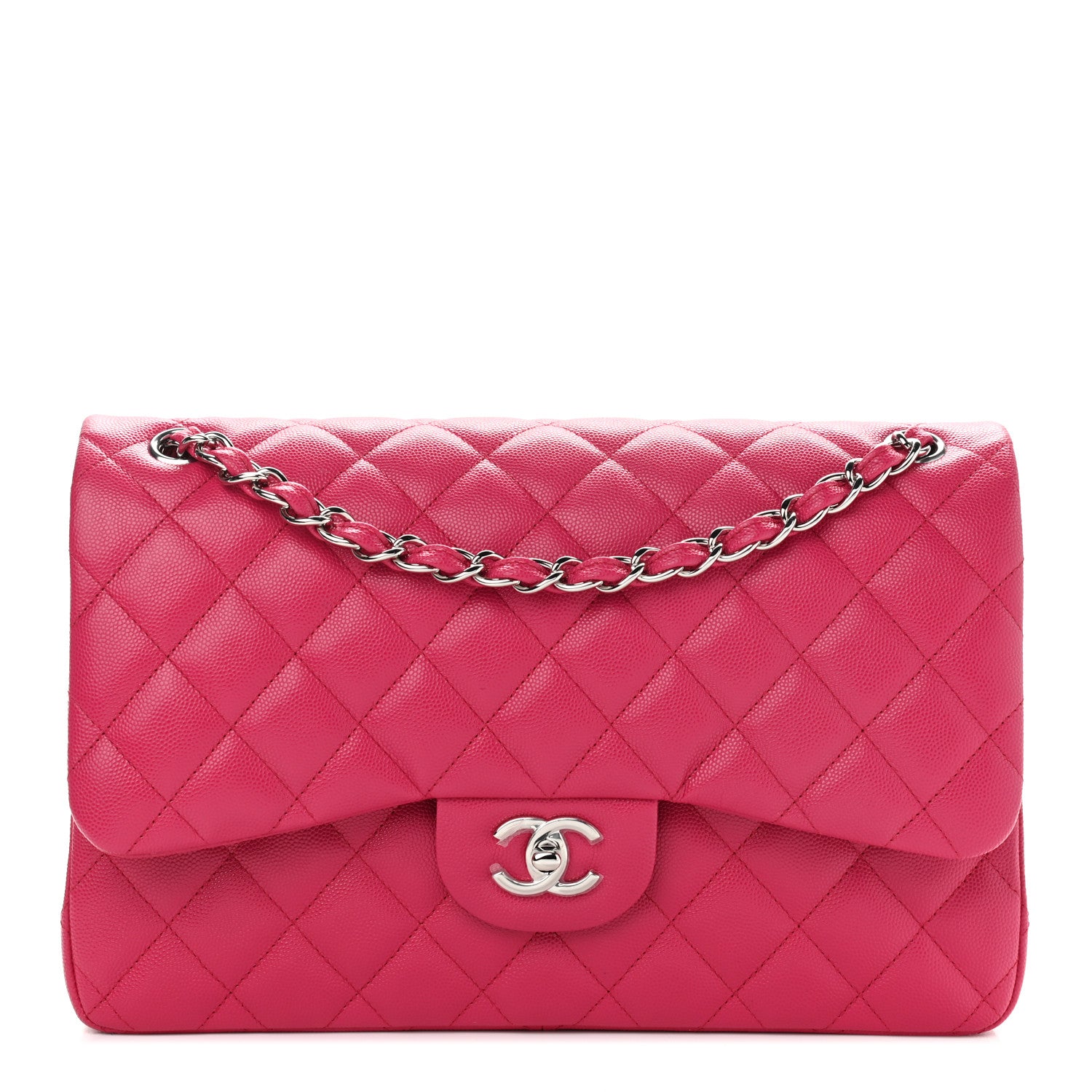 Chanel Caviar Quilted Jumbo Double Flap Dark Pink 1 of 8