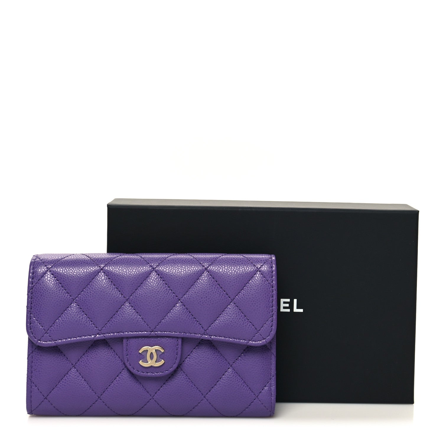 Chanel Caviar Quilted Medium Flap Wallet Purple 11 of 11