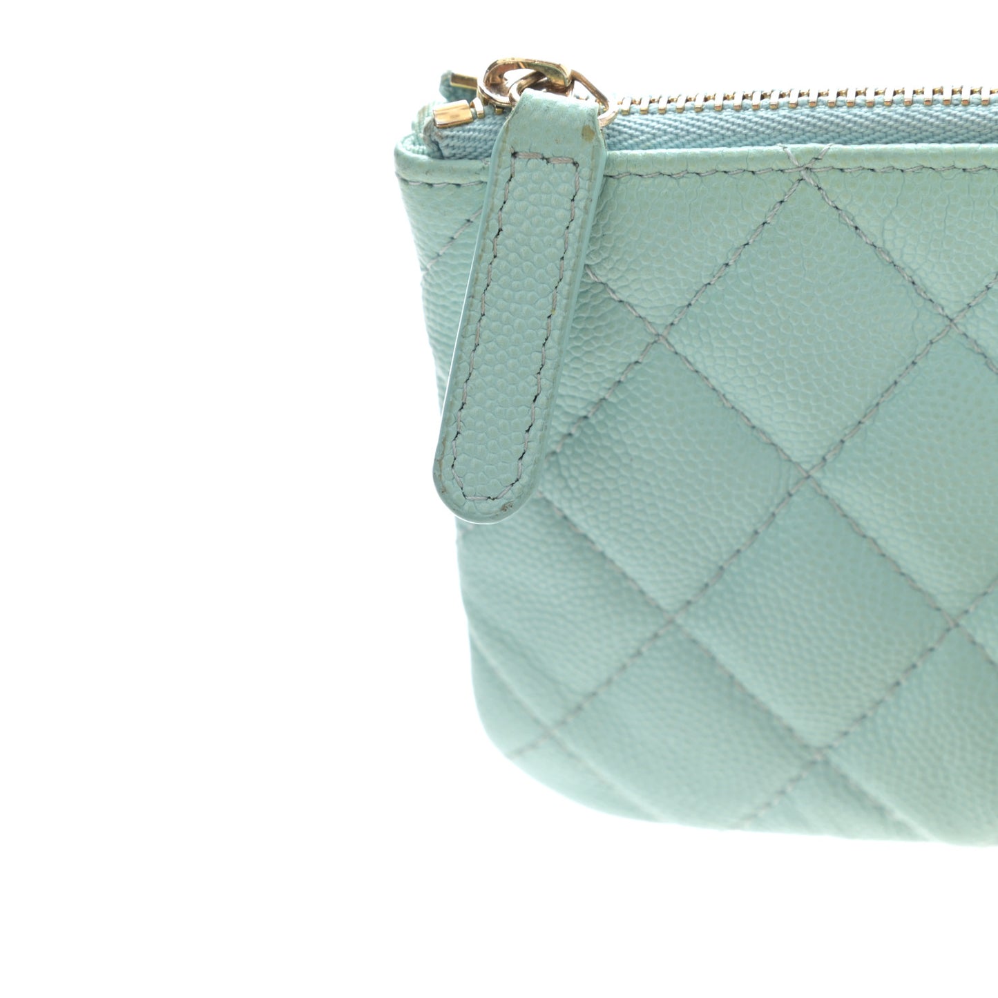 Caviar Quilted Small Cosmetic Case Light Blue