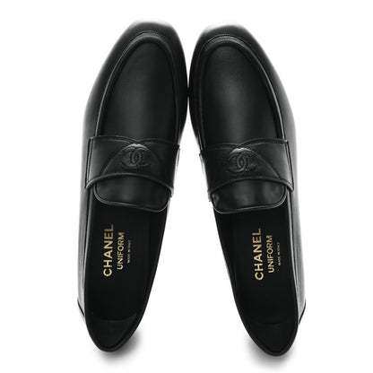 Chanel Calfskin Womens Stitched CC Loafers 39 Black 2 of 9