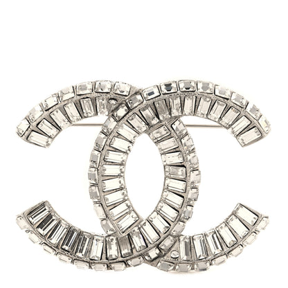Chanel Baguette Crystal CC Brooch Silver 1 of 4