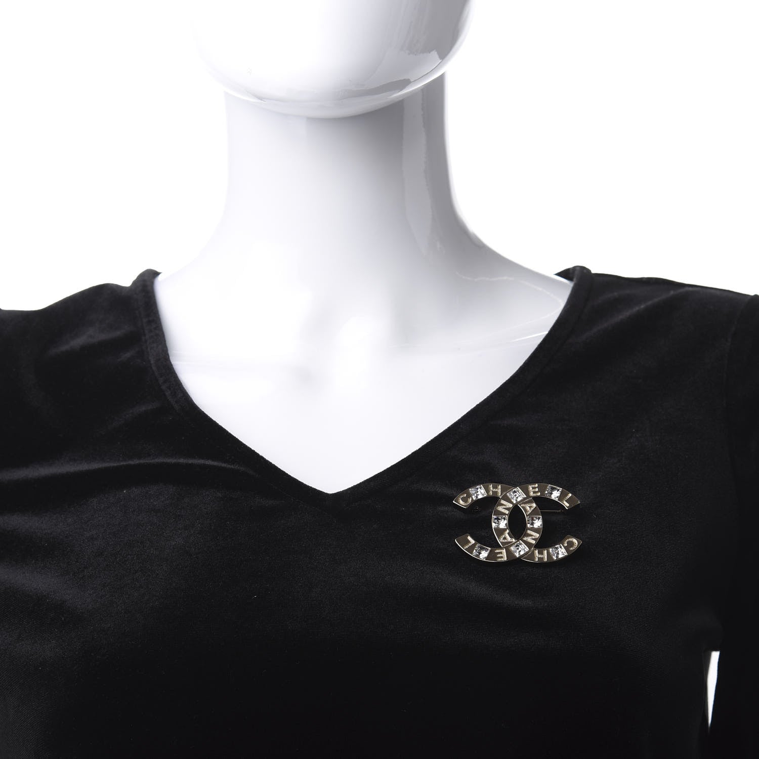 Chanel Baguette Crystal Logo CC Brooch Gold 2 of 5