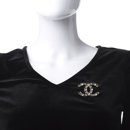 Chanel Baguette Crystal Logo CC Brooch Gold 2 of 5