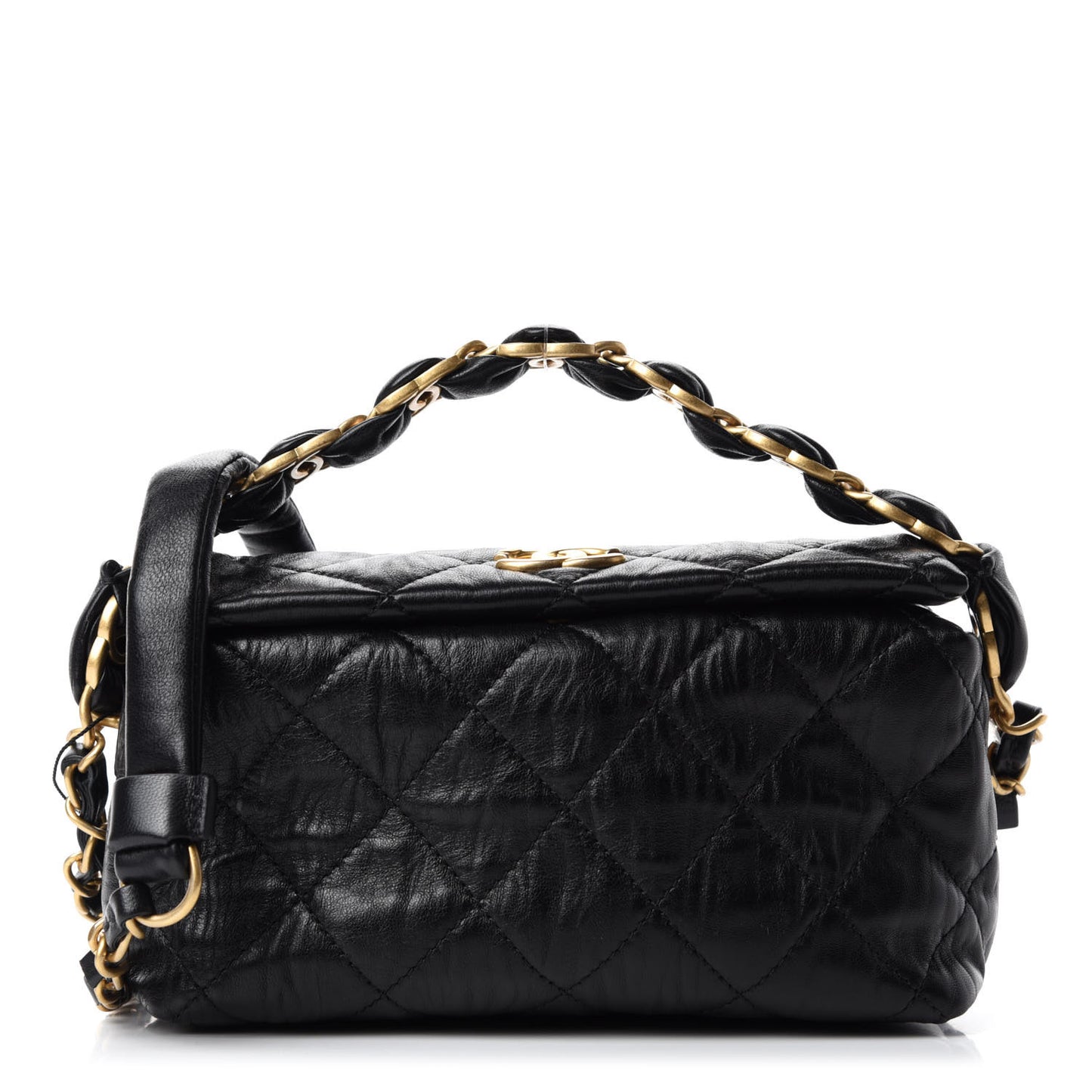 Crumpled Lambskin Quilted Small CC Links Shoulder Bag Black