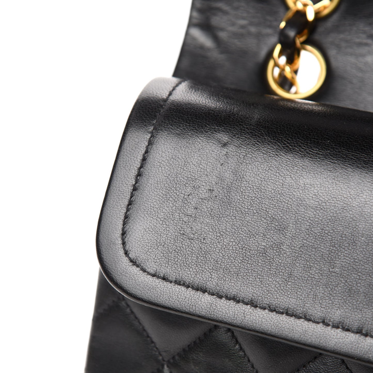 Lambskin Quilted Medium Double Flap Black