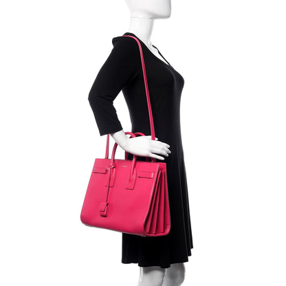 Saint Laurent Calfskin Small Sac De Jour Lipstick Fuchsia 2 of 9