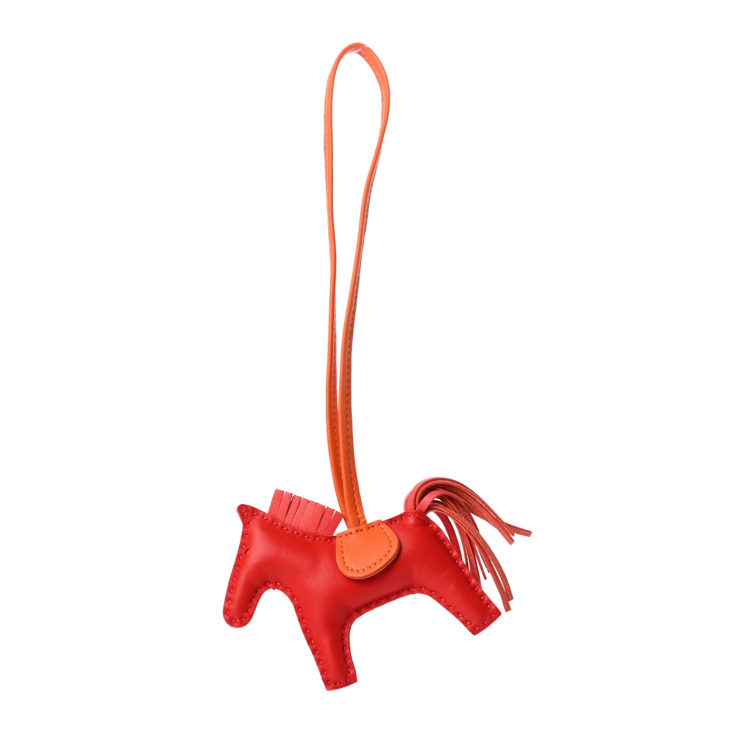 Hermes Milo Lambskin Grigri Rodeo Horse Bag Charm PM Rouge Rose Indien Jaipur Feu 1 of 3