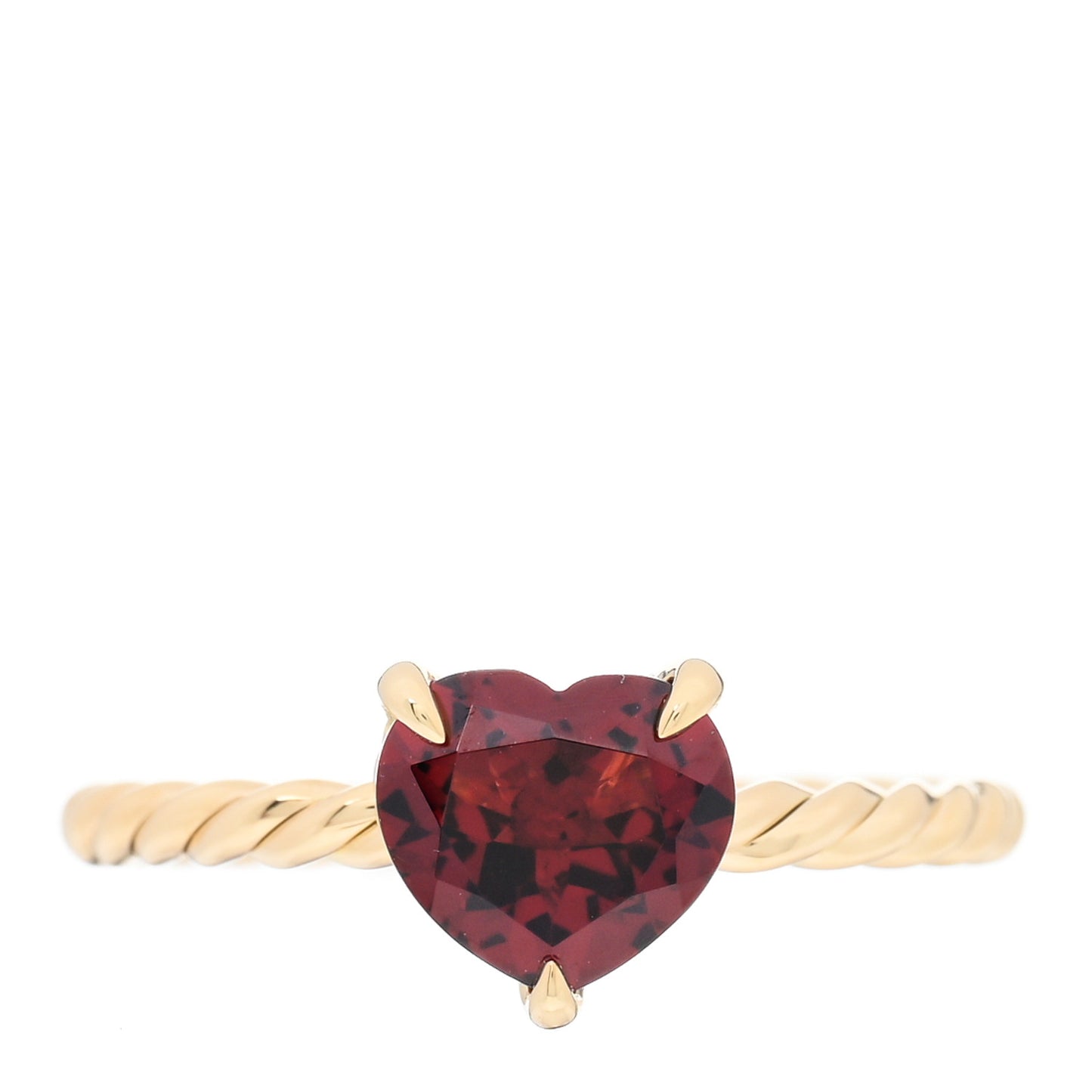 18K Yellow Gold Garnet 7mm Heart Chatelaine Ring 54 6.75