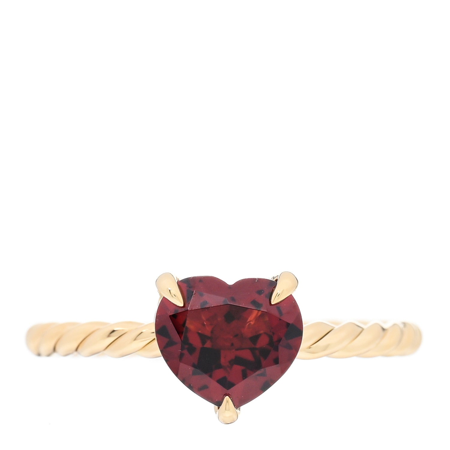David Yurman 18K Yellow Gold Garnet 7mm Heart Chatelaine Ring 54 6.75 1 of 4