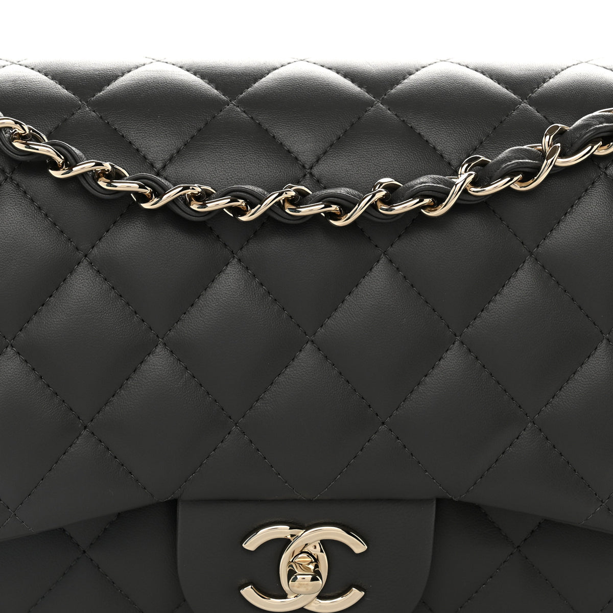 Lambskin Quilted Jumbo Double Flap Dark Grey