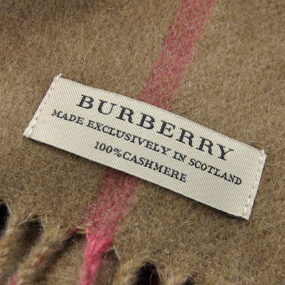 Burberry Cashmere Check Fringe Scarf Camel 5 of 5