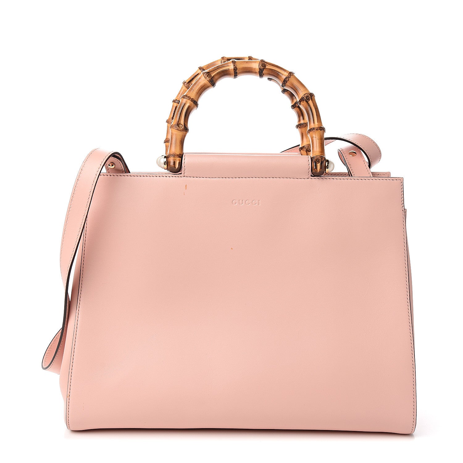 Gucci Nappa Bamboo Medium Nymphaea Top Handle Bag Perfect Pink 1 of 10