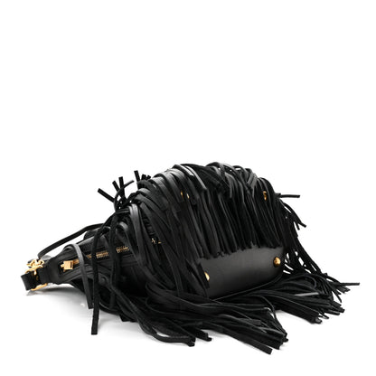 Saint Laurent Calfskin Small Emmanuelle Fringe Bucket Bag Black 4 of 11